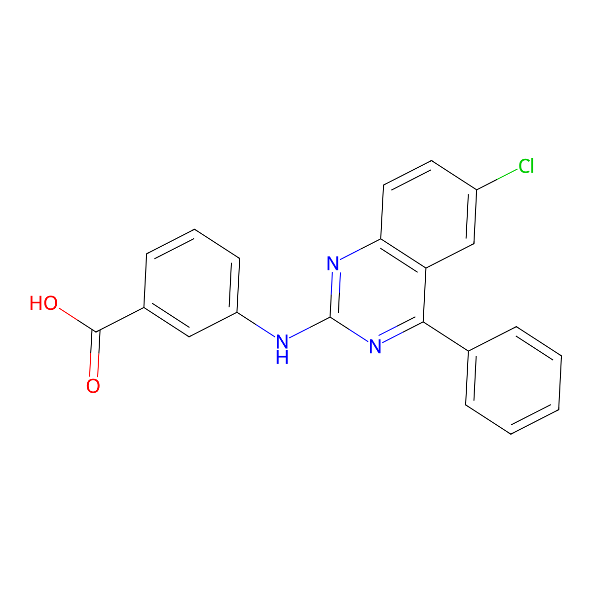 3-((6-Chloro-4-phenylquinazolin-2-yl)amino)benzoic acid molecular structure, CAS 330950-71-5