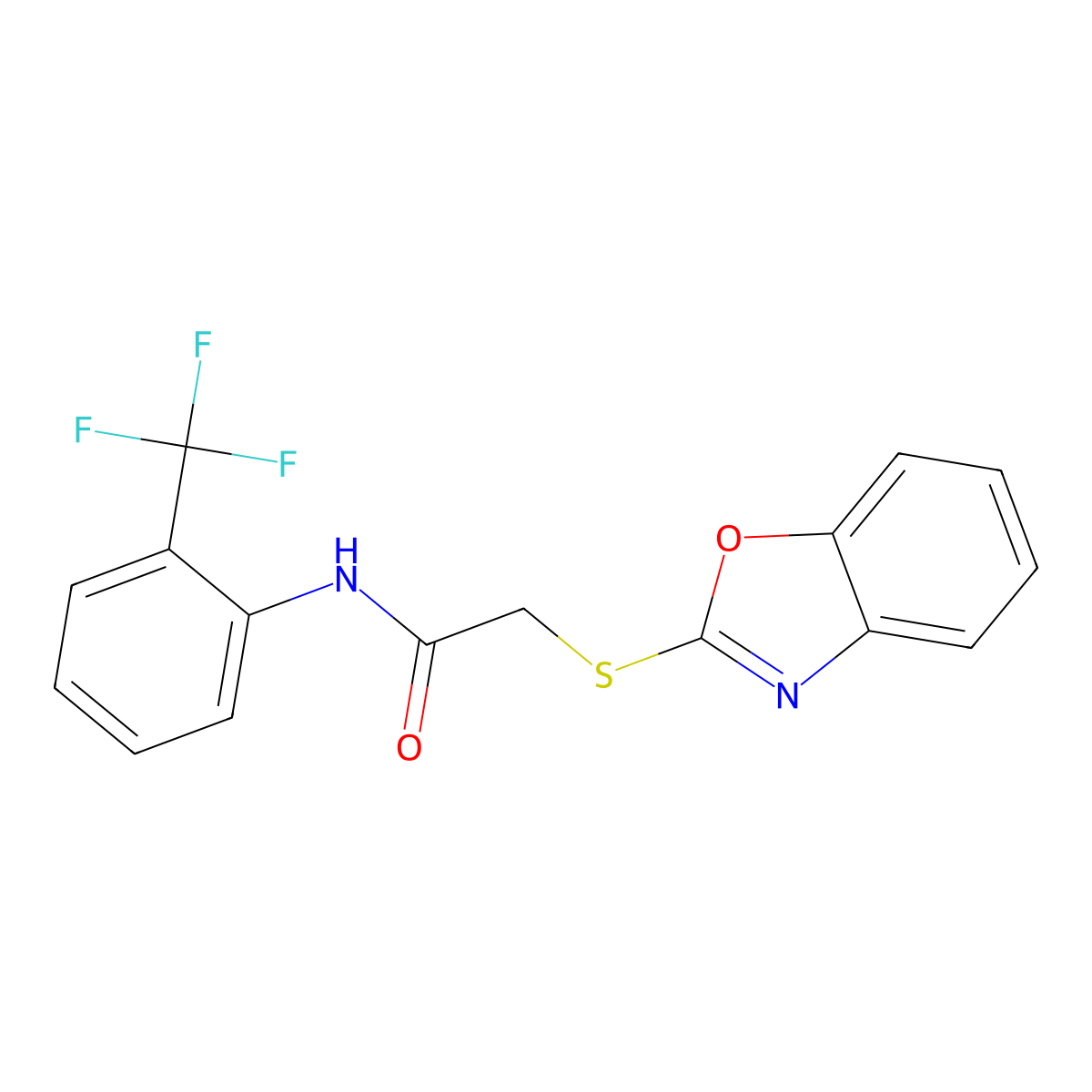 2-(1,3-benzoxazol-2-ylsulfanyl)-N-[2-(trifluoromethyl)phenyl]acetamide molecular structure, CAS 330950-82-8