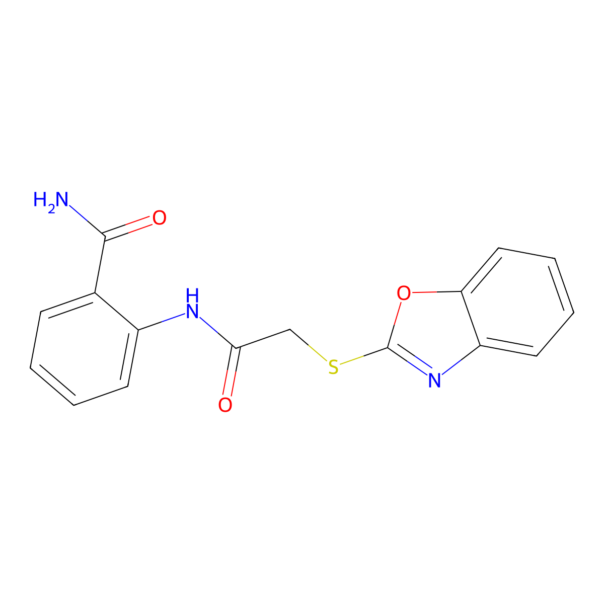2-[[2-(1,3-Benzoxazol-2-ylsulfanyl)acetyl]amino]benzamide molecular structure, CAS 330950-84-0
