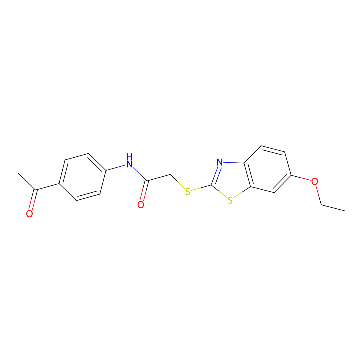 N-(4-acetylphenyl)-2-[(6-ethoxy-1,3-benzothiazol-2-yl)sulfanyl]acetamide molecular structure, CAS 330950-91-9