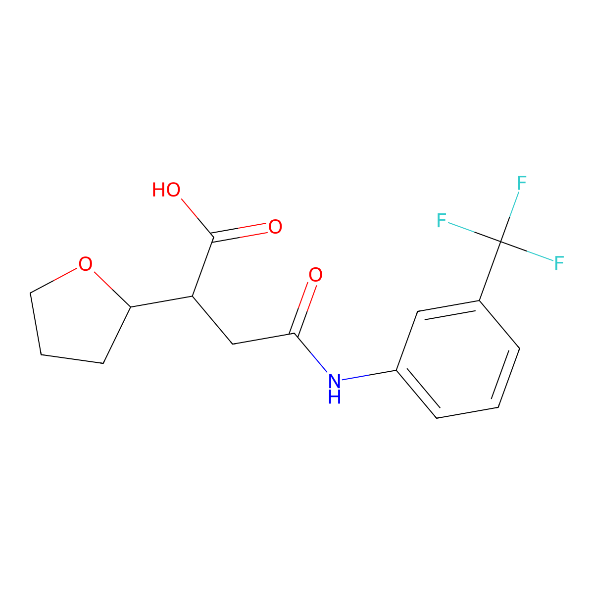 2-(Tetrahydro-furan-2-yl)-N-(3-trifluoromethyl-phenyl)-succinamic acid molecular structure, CAS 330951-09-2