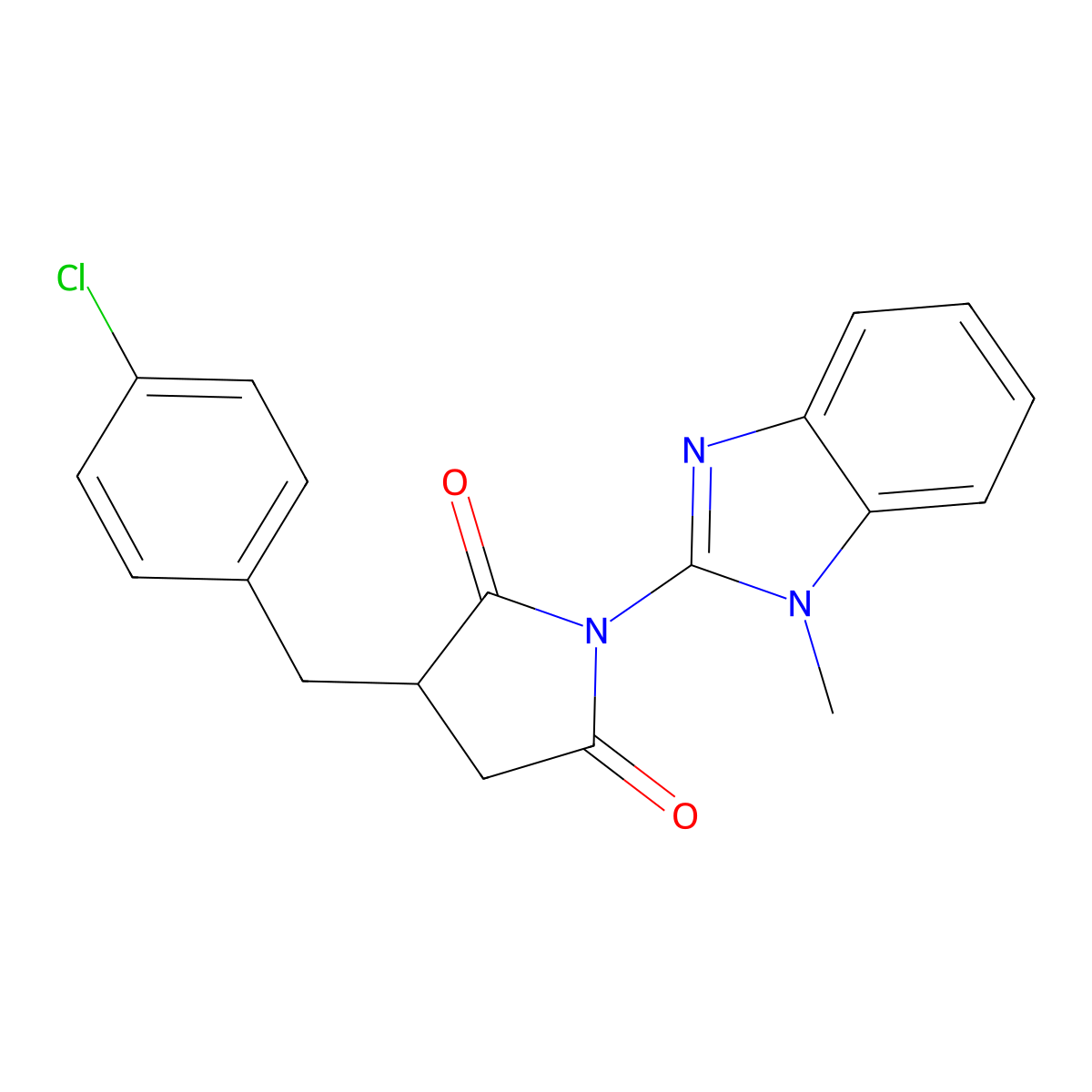 3-[(4-Chlorophenyl)methyl]-1-(1-methylbenzimidazol-2-yl)pyrrolidine-2,5-dione molecular structure, CAS 330951-12-7