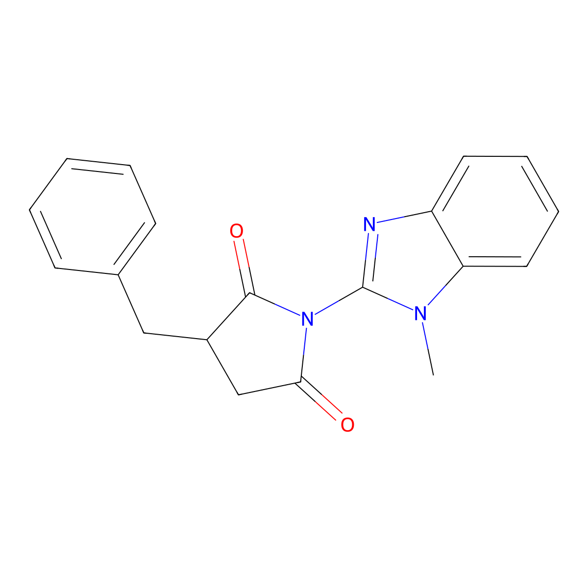 3-Benzyl-1-(1-methylbenzimidazol-2-yl)pyrrolidine-2,5-dione molecular structure, CAS 330951-21-8