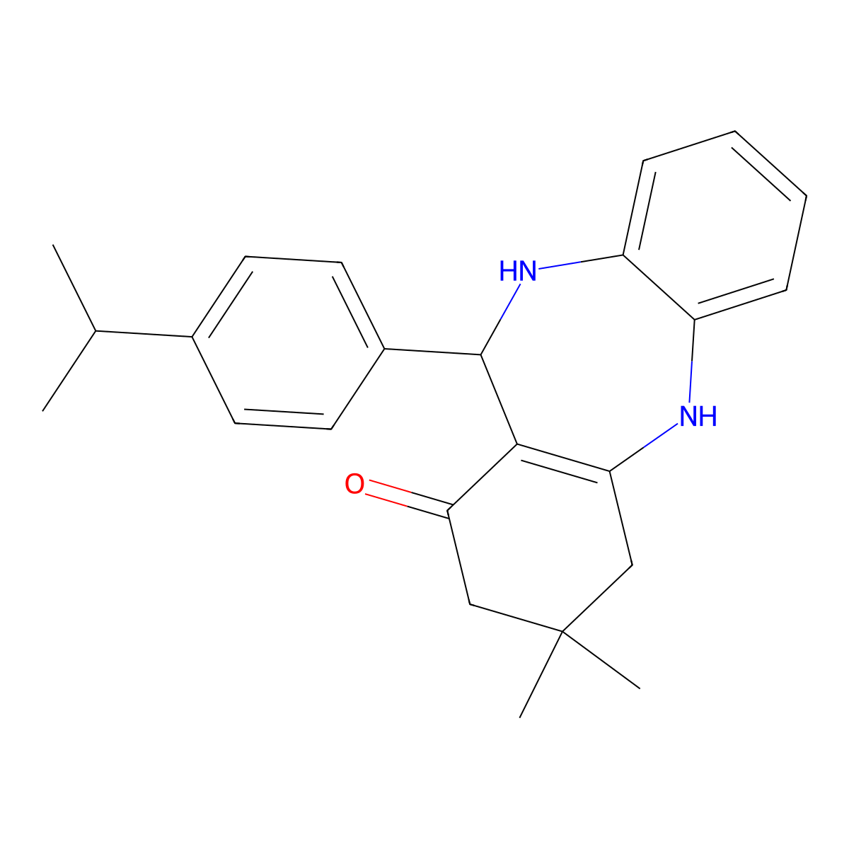 14,14-Dimethyl-10-[4-(propan-2-yl)phenyl]-2,9-diazatricyclo[9.4.0.0^{3,8}]pentadeca-1(11),3(8),4,6-tetraen-12-one molecular structure, CAS 330952-10-8