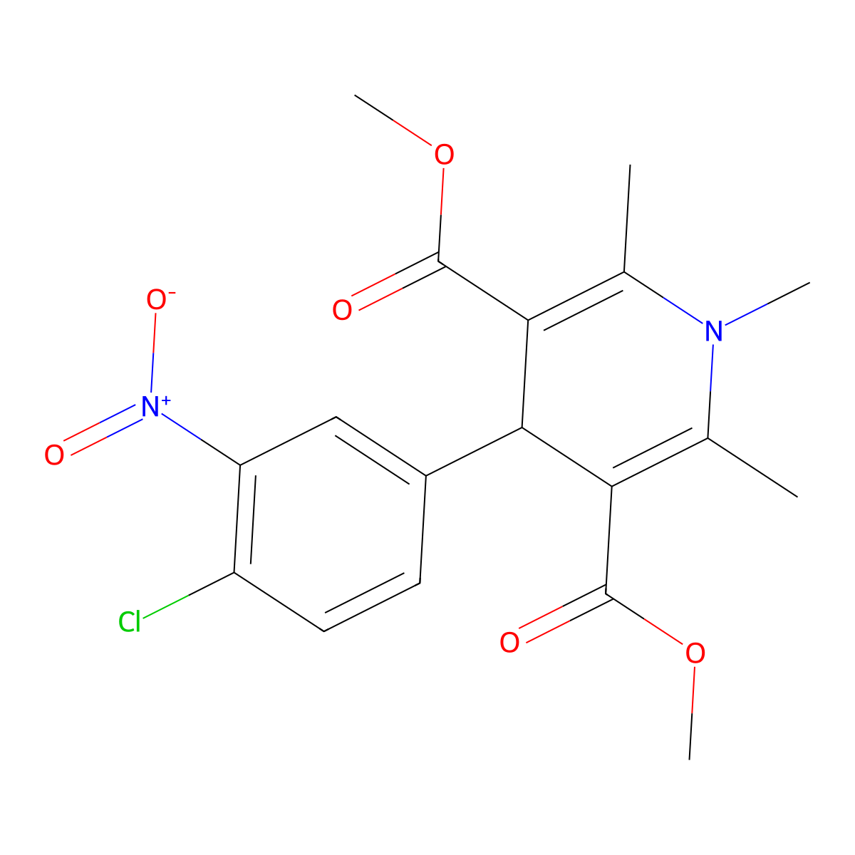 3,5-Dimethyl 4-(4-chloro-3-nitrophenyl)-1,4-dihydro-1,2,6-trimethyl-3,5-pyridinedicarboxylate molecular structure, CAS 330952-11-9