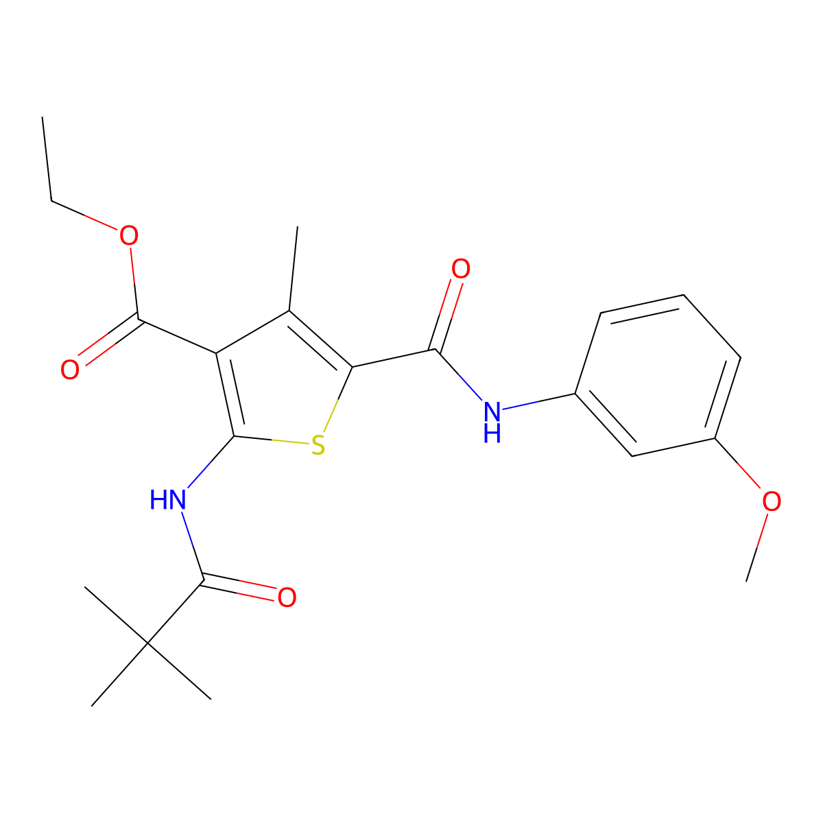 Ethyl 2-(2,2-dimethylpropanoylamino)-5-[(3-methoxyphenyl)carbamoyl]-4-methylthiophene-3-carboxylate molecular structure, CAS 330952-21-1