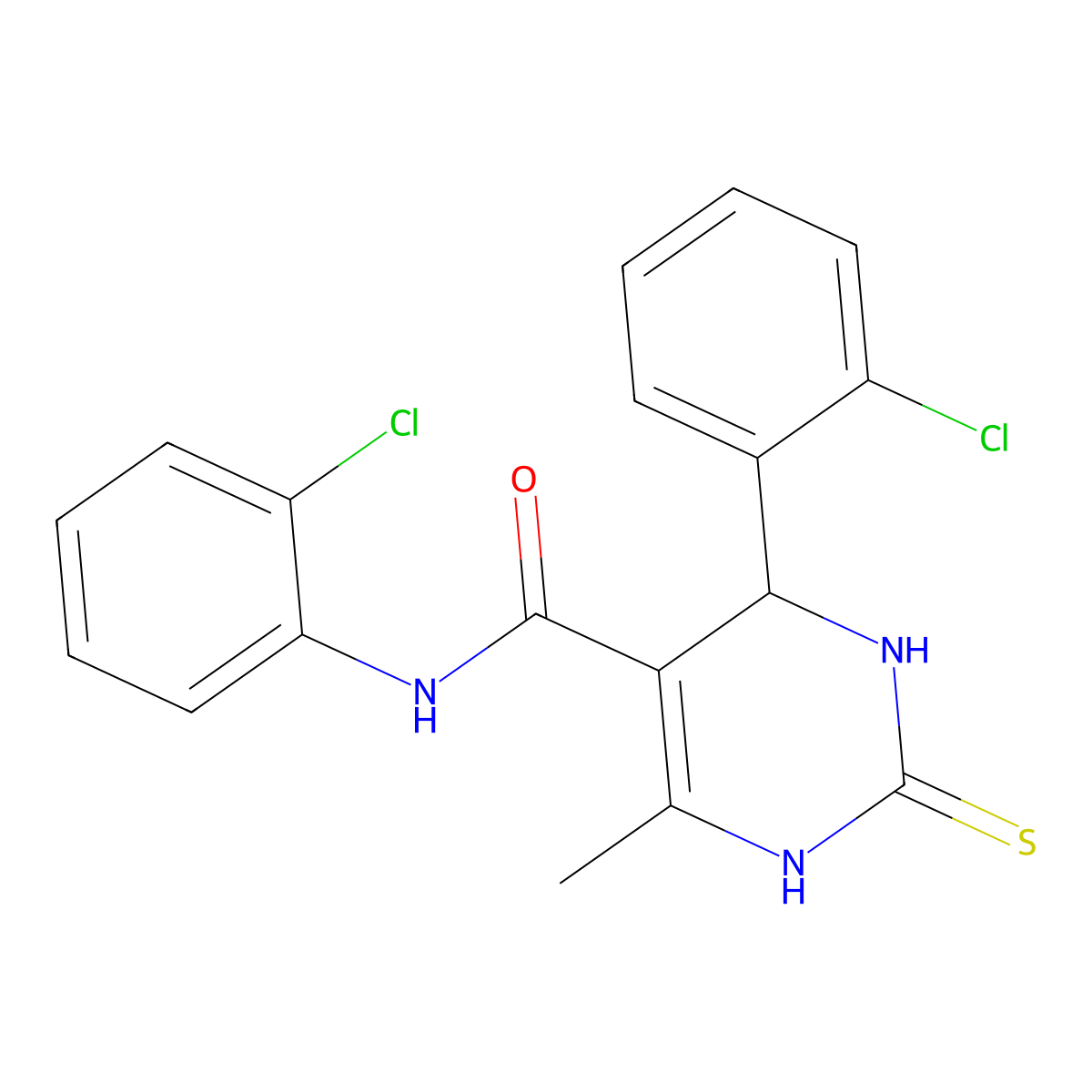 N,4-bis(2-chlorophenyl)-6-methyl-2-sulfanylidene-3,4-dihydro-1H-pyrimidine-5-carboxamide molecular structure, CAS 330952-64-2