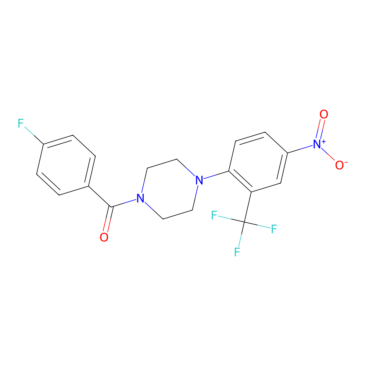 (4-Fluorophenyl)-[4-[4-nitro-2-(trifluoromethyl)phenyl]piperazin-1-yl]methanone molecular structure, CAS 330955-54-9