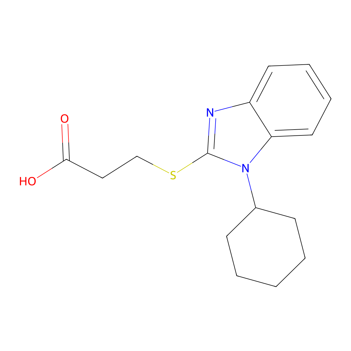 3-(1-Cyclohexyl-1H-benzoimidazol-2-ylsulfanyl)-propionic acid molecular structure, CAS 330955-59-4