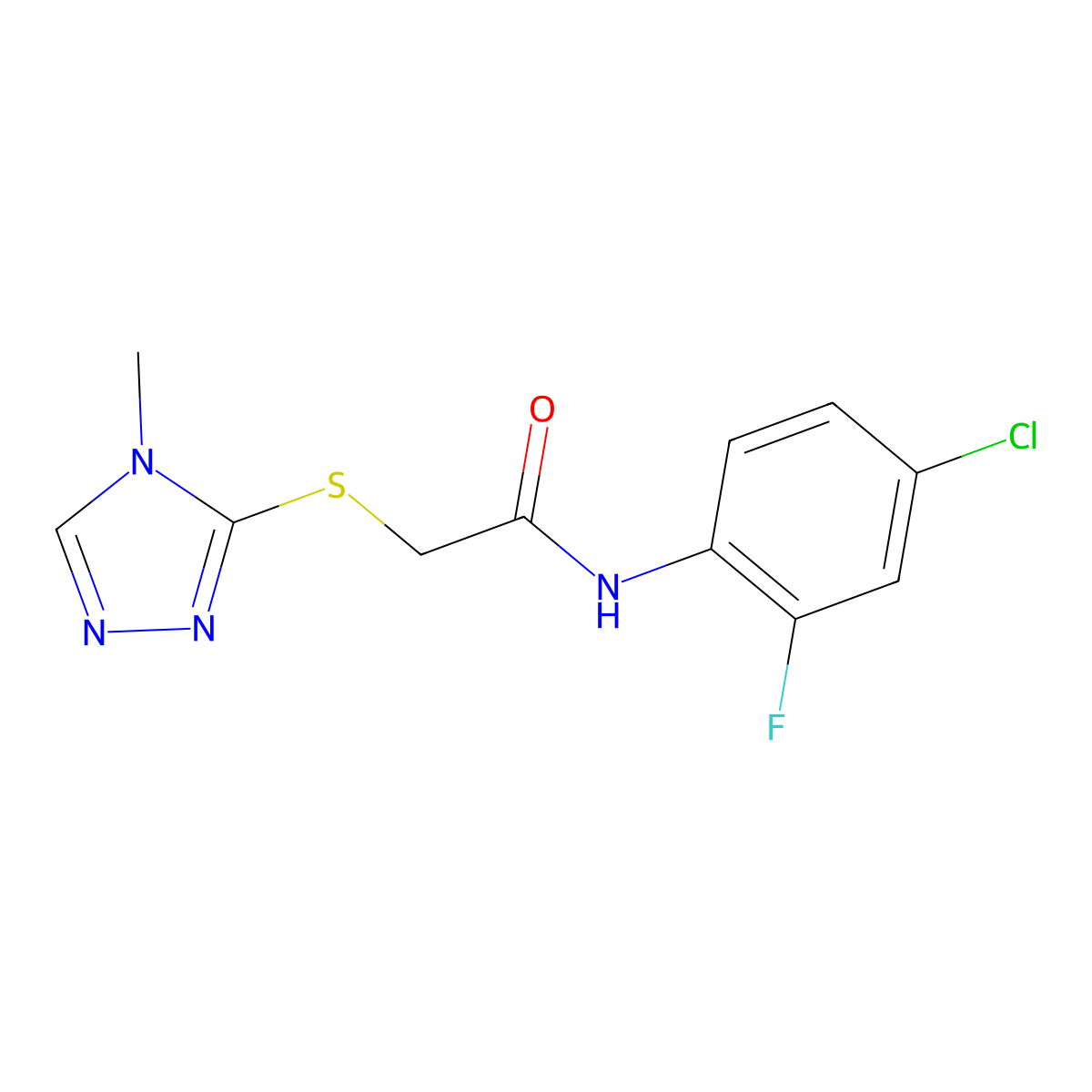 N-(4-chloro-2-fluorophenyl)-2-[(4-methyl-4H-1,2,4-triazol-3-yl)sulfanyl]acetamide molecular structure, CAS 330955-75-4