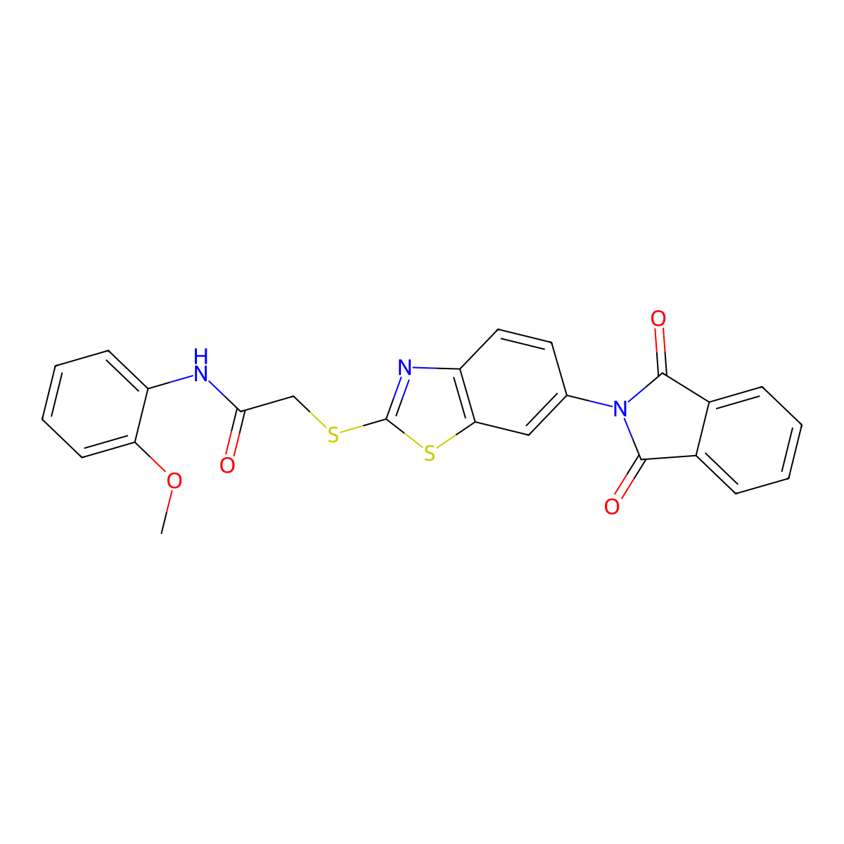 2-[[6-(1,3-dioxoisoindol-2-yl)-1,3-benzothiazol-2-yl]sulfanyl]-N-(2-methoxyphenyl)acetamide molecular structure, CAS 330957-04-5