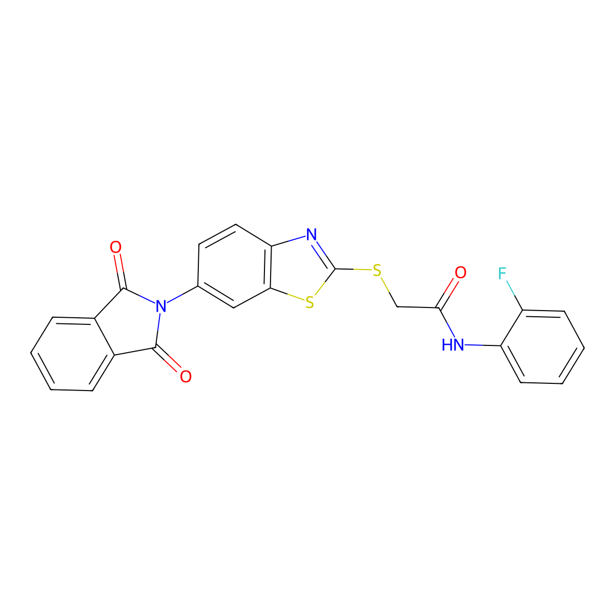 2-[[6-(1,3-dioxoisoindol-2-yl)-1,3-benzothiazol-2-yl]sulfanyl]-N-(2-fluorophenyl)acetamide molecular structure, CAS 330957-06-7