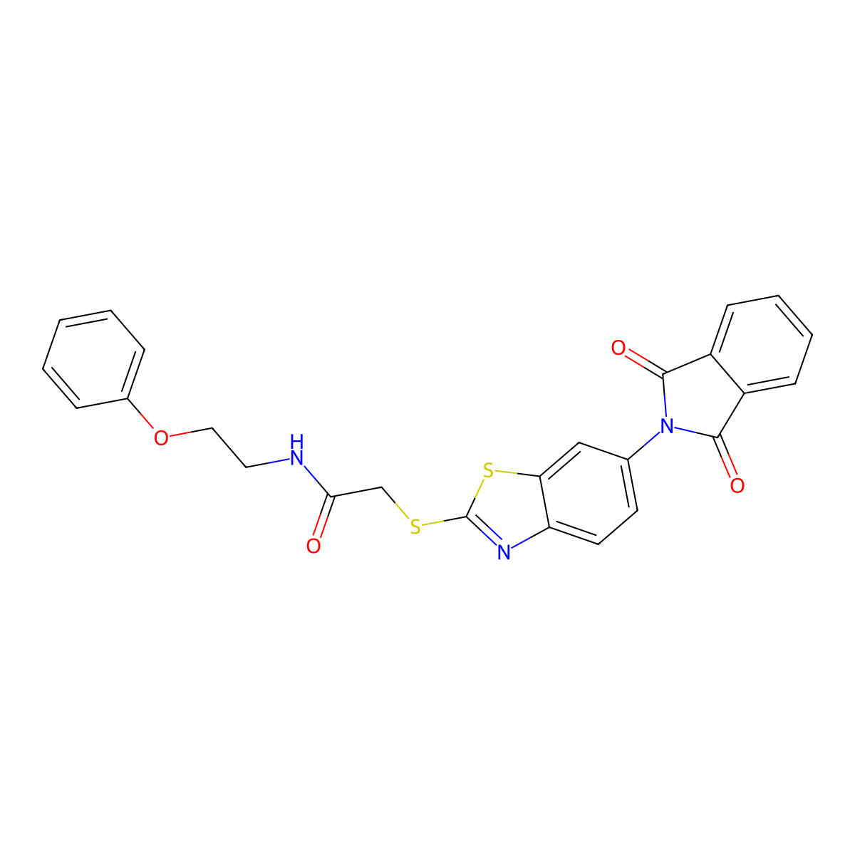 2-[[6-(1,3-dioxoisoindol-2-yl)-1,3-benzothiazol-2-yl]sulfanyl]-N-(2-phenoxyethyl)acetamide molecular structure, CAS 330957-09-0