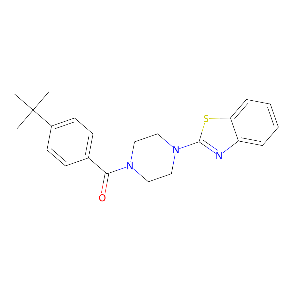 (4-(Benzo[d]thiazol-2-yl)piperazin-1-yl)(4-(tert-butyl)phenyl)methanone molecular structure, CAS 330957-11-4