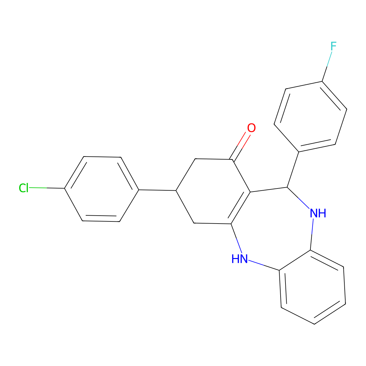 9-(4-Chlorophenyl)-6-(4-fluorophenyl)-5,6,8,9,10,11-hexahydrobenzo[b][1,4]benzodiazepin-7-one molecular structure, CAS 330957-23-8