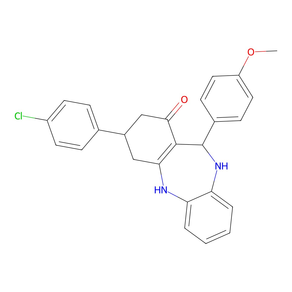 9-(4-Chlorophenyl)-6-(4-methoxyphenyl)-5,6,8,9,10,11-hexahydrobenzo[b][1,4]benzodiazepin-7-one molecular structure, CAS 330957-24-9