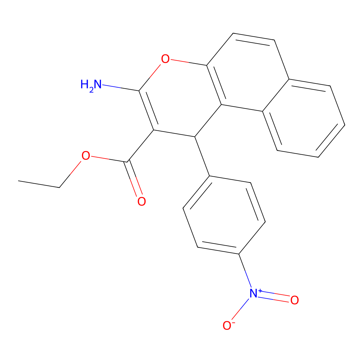 ethyl 3-amino-1-(4-nitrophenyl)-1H-benzo[f]chromene-2-carboxylate molecular structure, CAS 330957-87-4