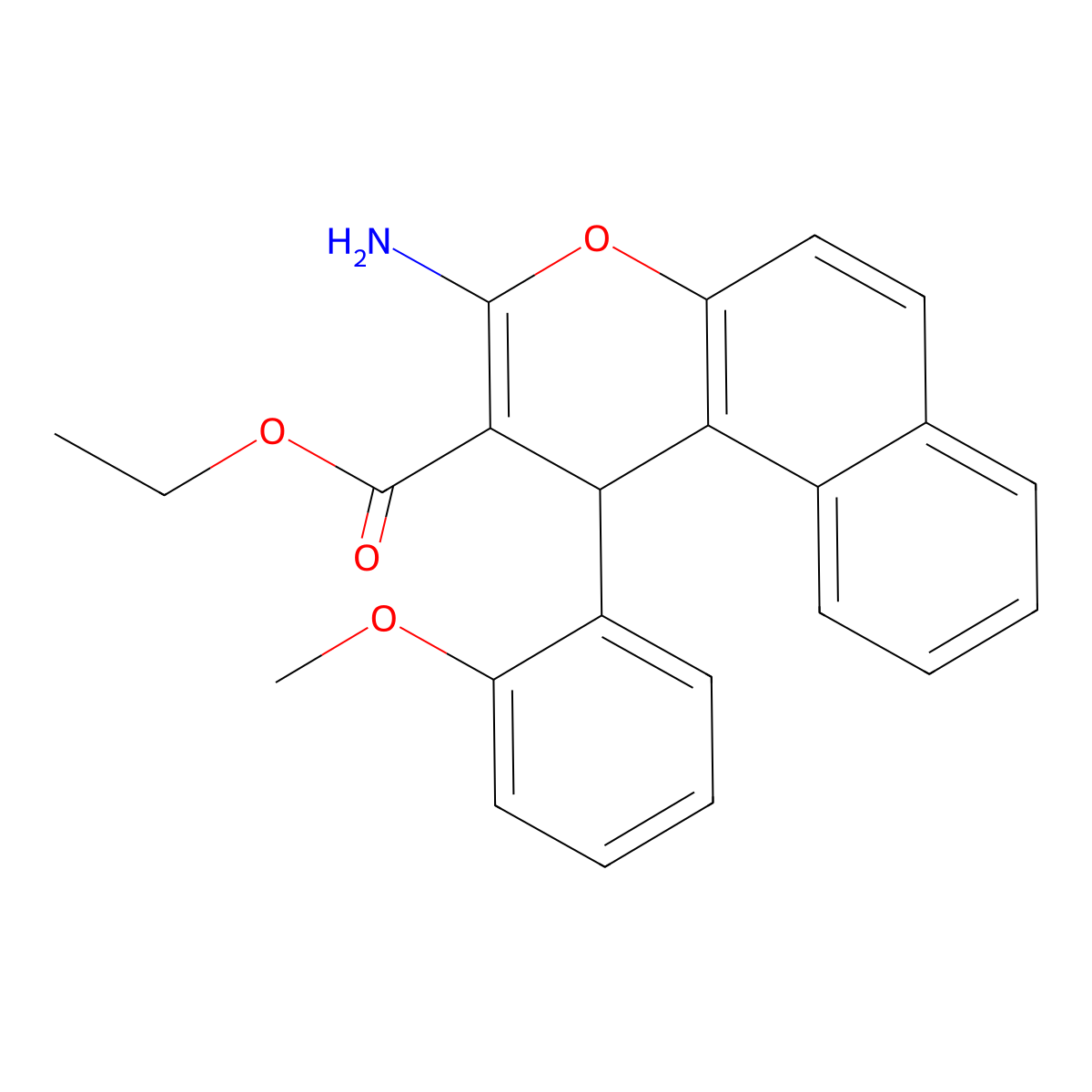 Ethyl 3-amino-1-(2-methoxyphenyl)-1H-benzo[f]chromene-2-carboxylate molecular structure, CAS 330957-91-0