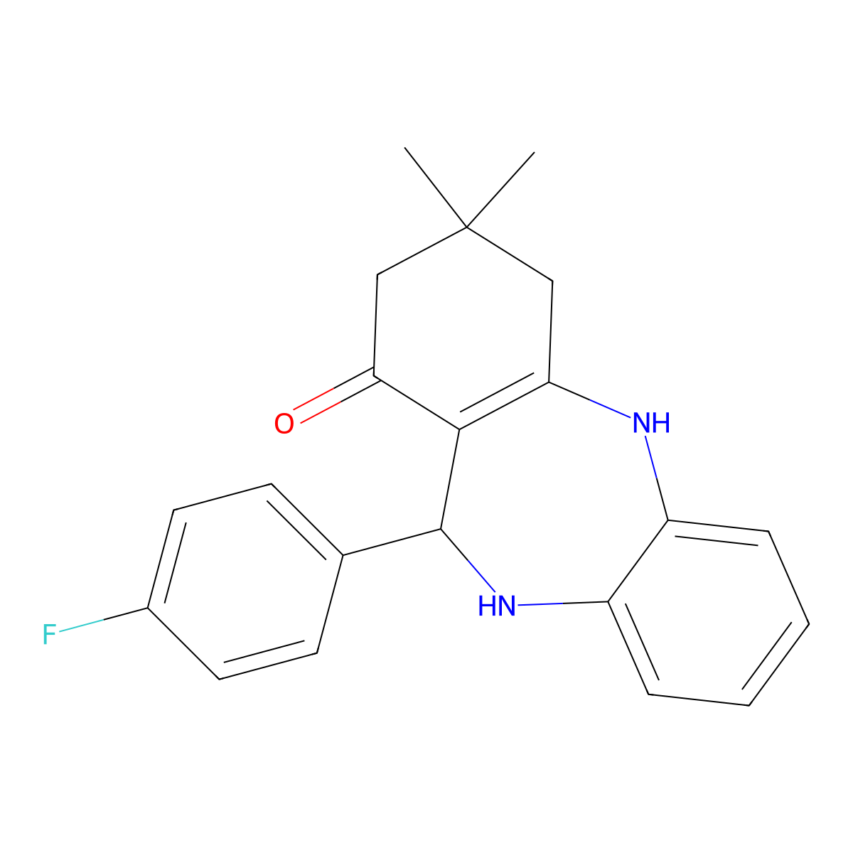 11-(4-fluorophenyl)-3,3-dimethyl-2,3,4,5,10,11-hexahydro-1H-dibenzo[b,e][1,4]diazepin-1-one molecular structure, CAS 330958-01-5
