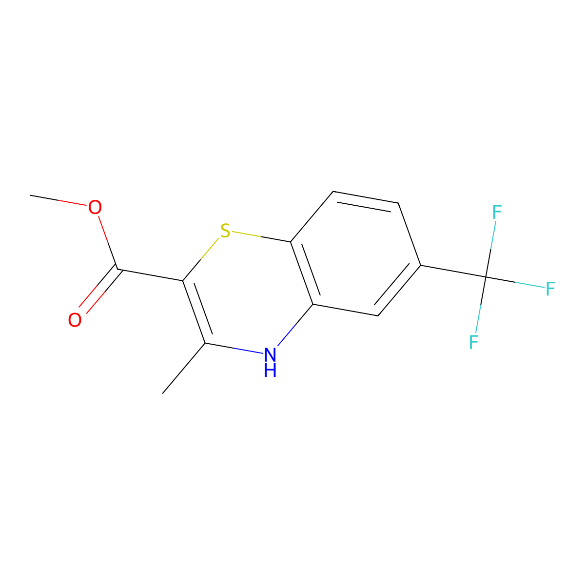 methyl 3-methyl-6-(trifluoromethyl)-4H-1,4-benzothiazine-2-carboxylate molecular structure, CAS 330958-21-9