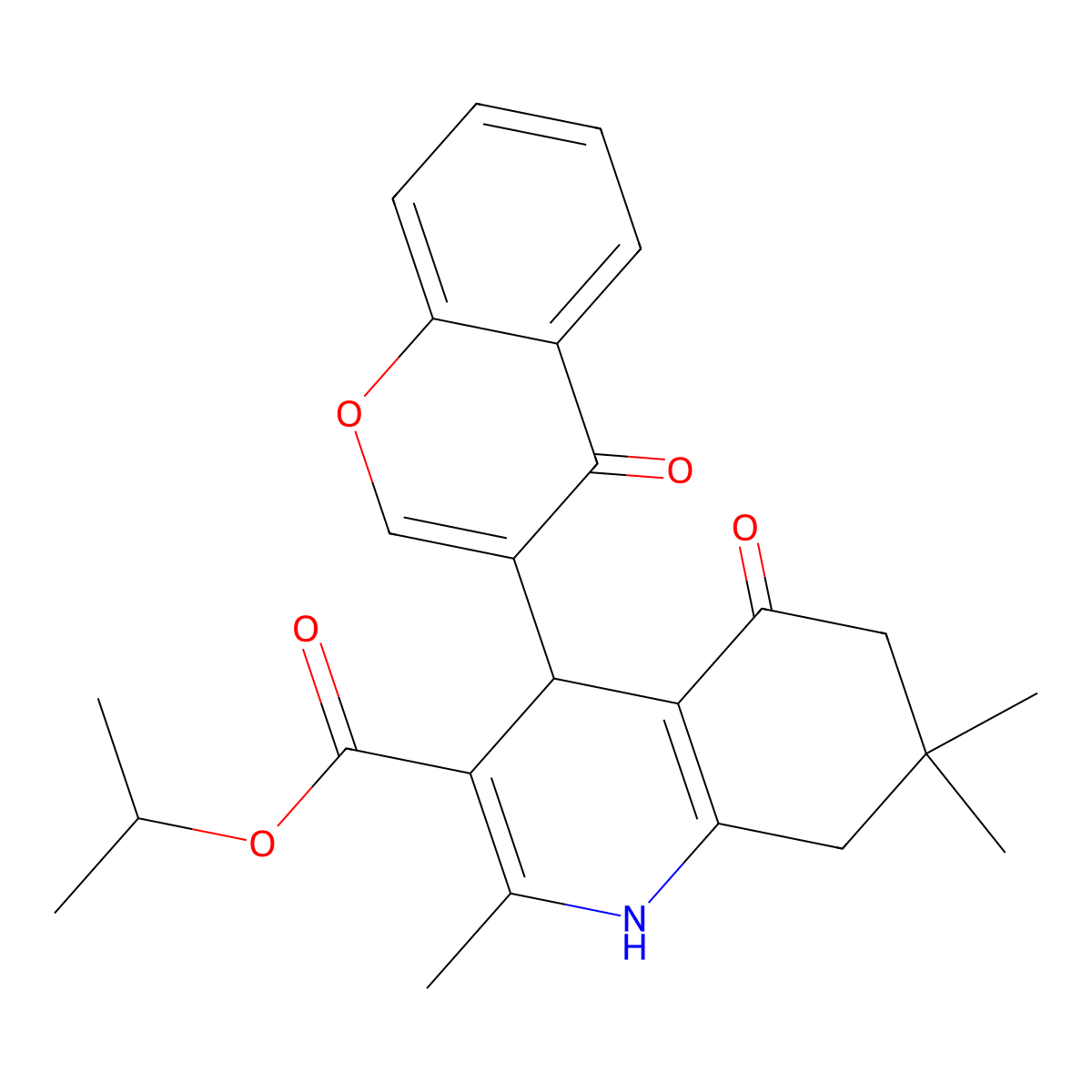 isopropyl 2,7,7-trimethyl-5-oxo-4-(4-oxo-4H-chromen-3-yl)-1,4,5,6,7,8-hexahydroquinoline-3-carboxylate molecular structure, CAS 330958-22-0