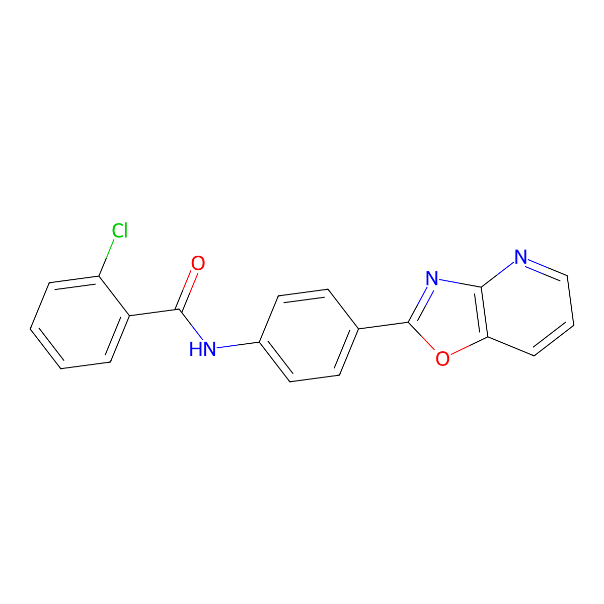 2-chloro-N-[4-([1,3]oxazolo[4,5-b]pyridin-2-yl)phenyl]benzamide molecular structure, CAS 330963-97-8