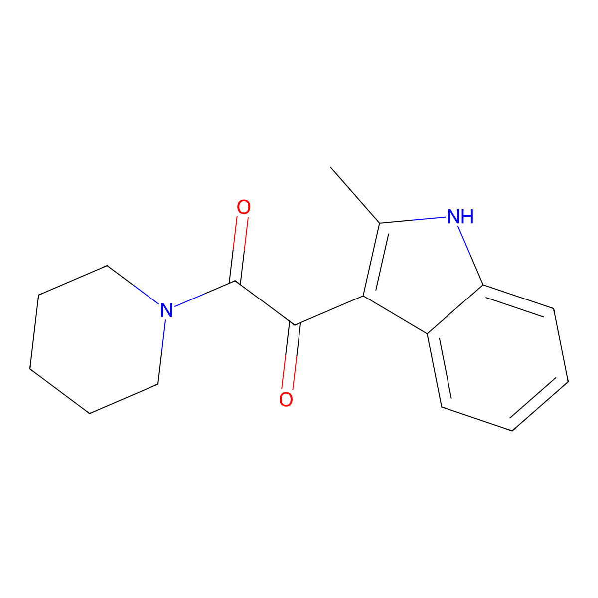 1-(2-methyl-1H-indol-3-yl)-2-(piperidin-1-yl)ethane-1,2-dione molecular structure, CAS 330965-18-9