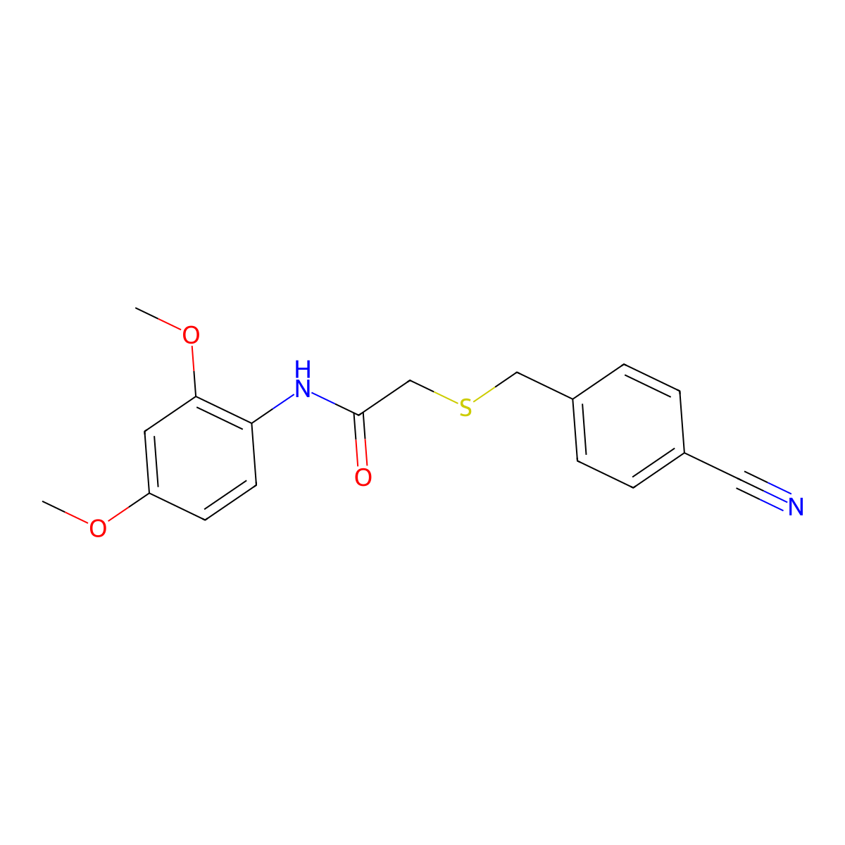 2-[(4-cyanobenzyl)sulfanyl]-N-(2,4-dimethoxyphenyl)acetamide molecular structure, CAS 330968-05-3
