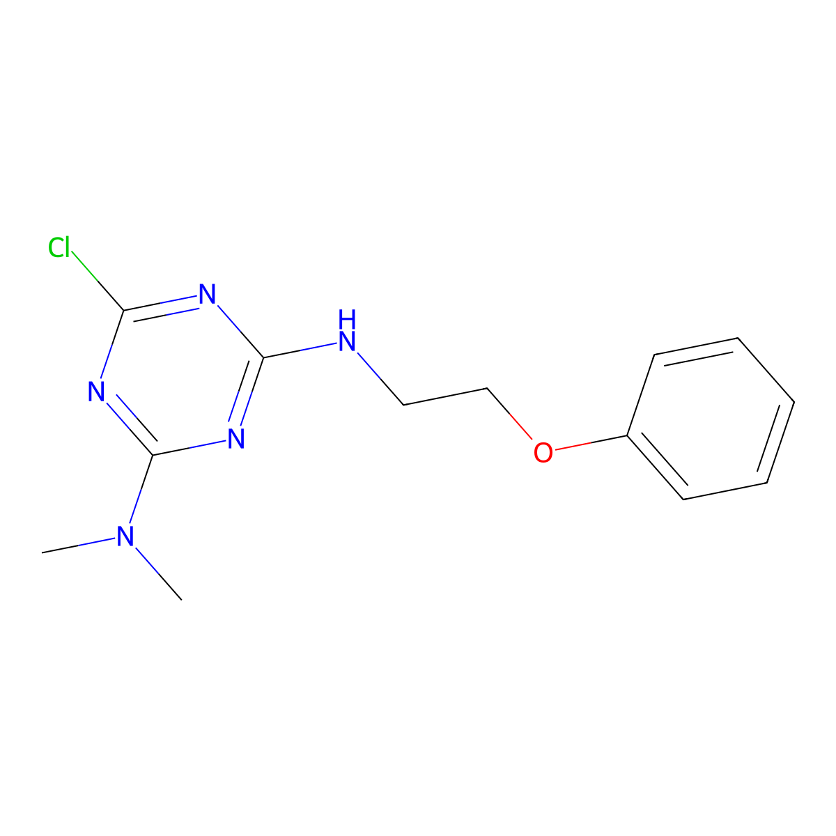 6-Chloro-N,N-dimethyl-N'-(2-phenoxy-ethyl)-[1,3,5]triazine-2,4-diamine molecular structure, CAS 330969-16-9