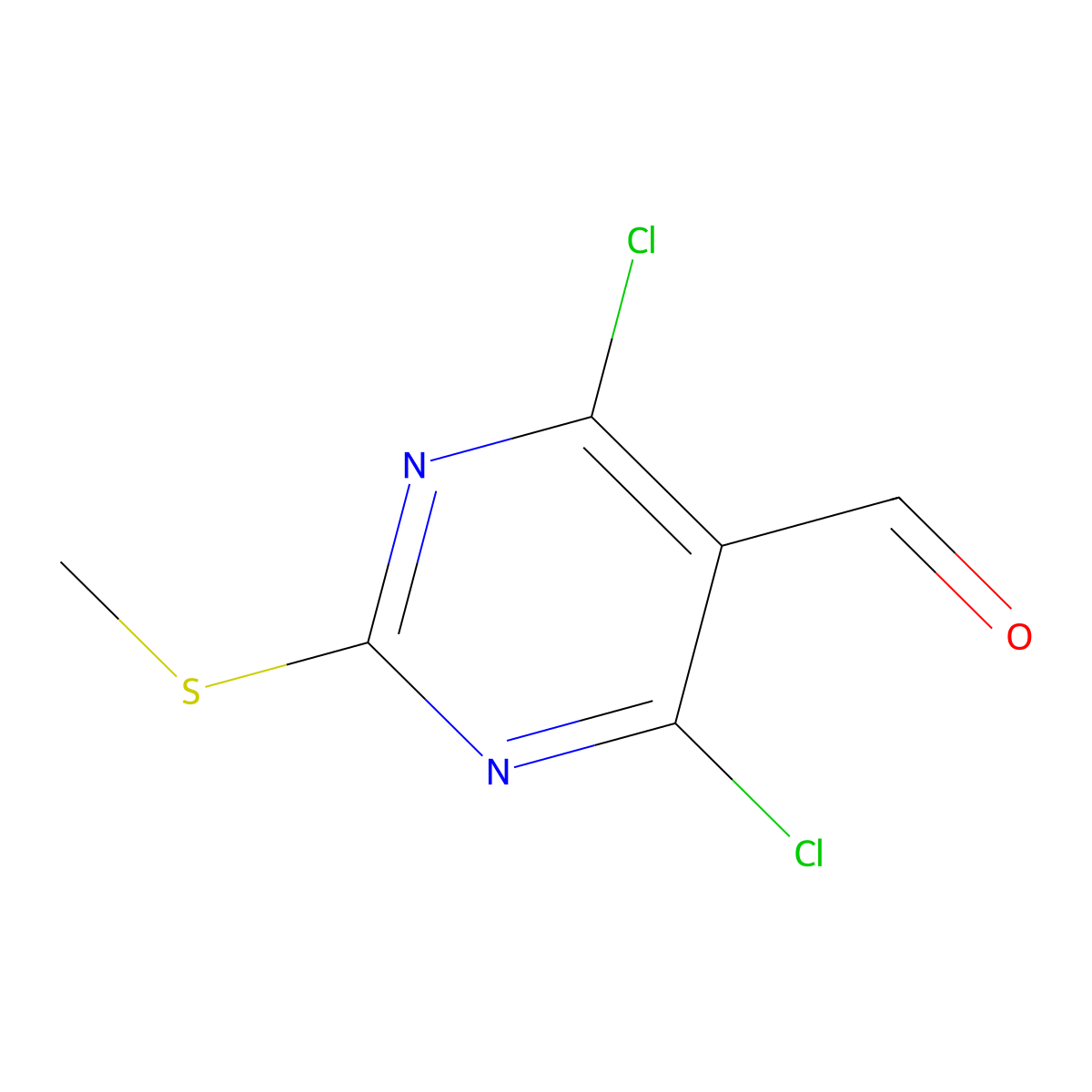 4,6-Dichloro-2-(methylsulfanyl)pyrimidine-5-carbaldehyde molecular structure, CAS 33097-11-9