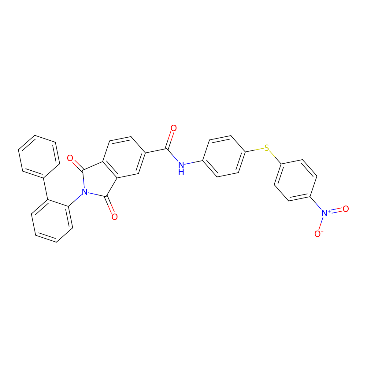 N-[4-(4-nitrophenyl)sulfanylphenyl]-1,3-dioxo-2-(2-phenylphenyl)isoindole-5-carboxamide molecular structure, CAS 330971-50-1