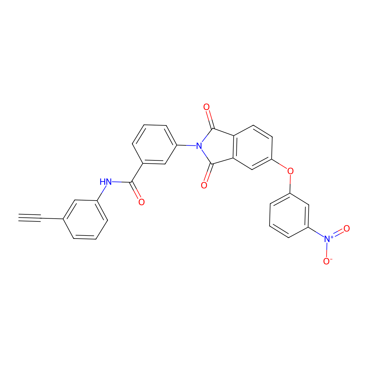 N-(3-ethynylphenyl)-3-[5-(3-nitrophenoxy)-1,3-dioxoisoindol-2-yl]benzamide molecular structure, CAS 330971-74-9