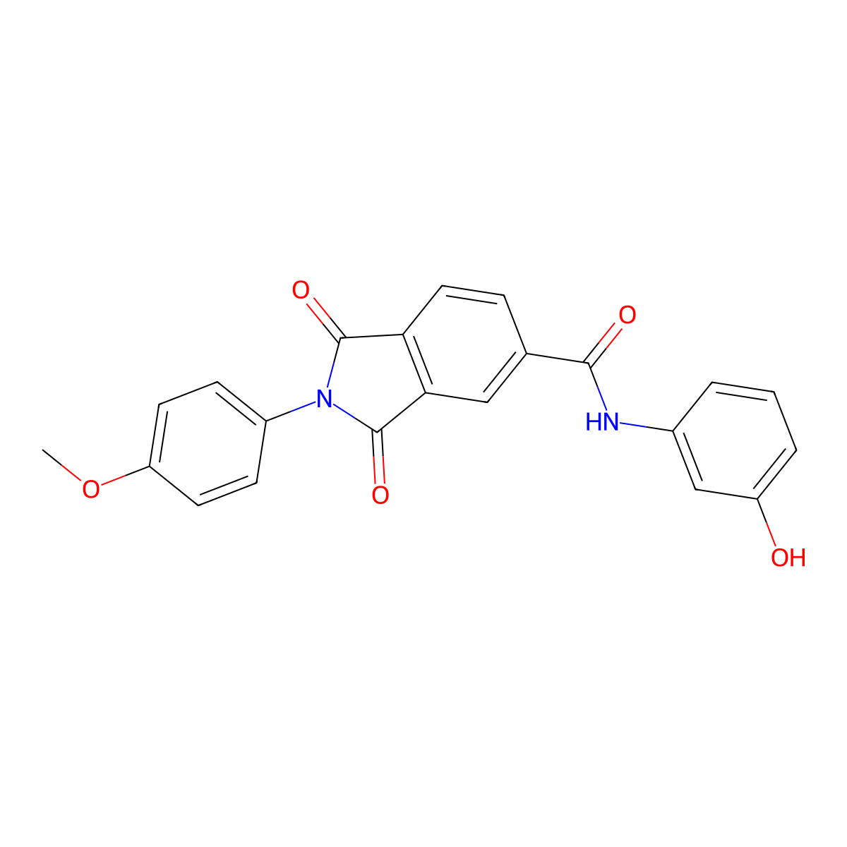 N-(3-hydroxyphenyl)-2-(4-methoxyphenyl)-1,3-dioxoisoindole-5-carboxamide molecular structure, CAS 330971-80-7