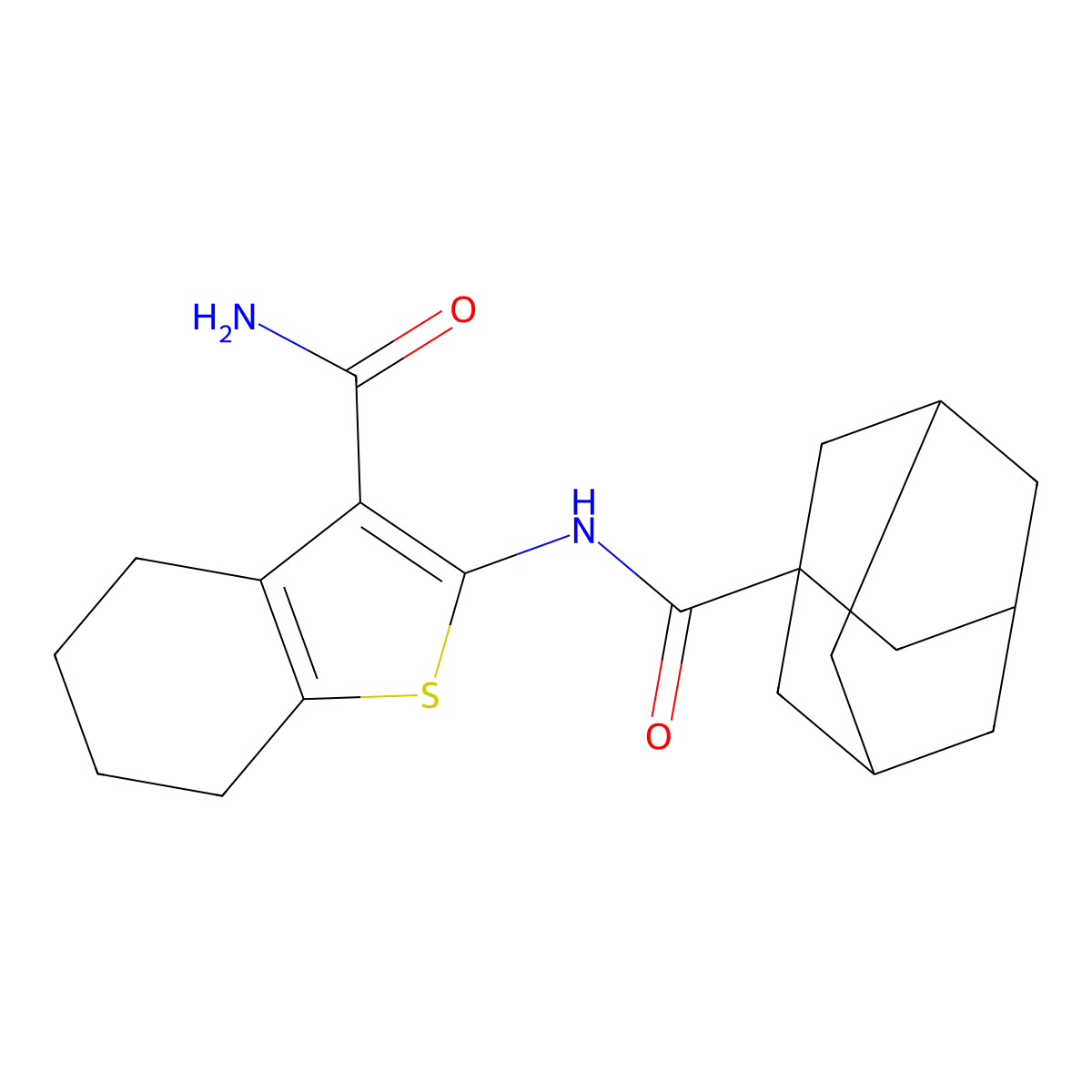 2-(Adamantane-1-carbonylamino)-4,5,6,7-tetrahydro-1-benzothiophene-3-carboxamide molecular structure, CAS 330972-49-1