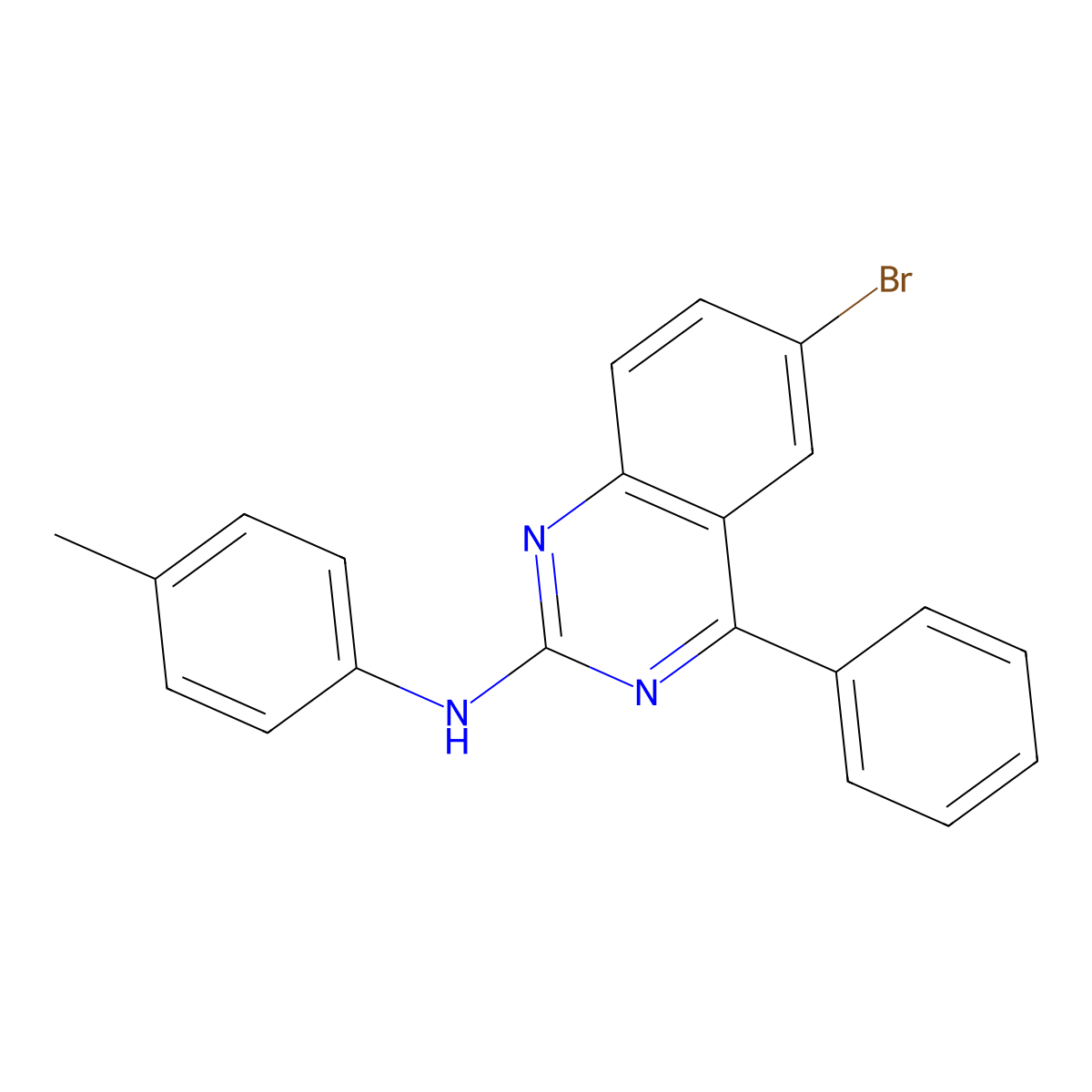 6-bromo-4-phenyl-N-(p-tolyl)quinazolin-2-amine molecular structure, CAS 330973-33-6