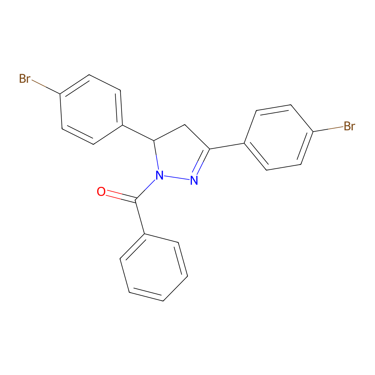 1-benzoyl-3,5-bis(4-bromophenyl)-4,5-dihydro-1H-pyrazole molecular structure, CAS 330973-36-9