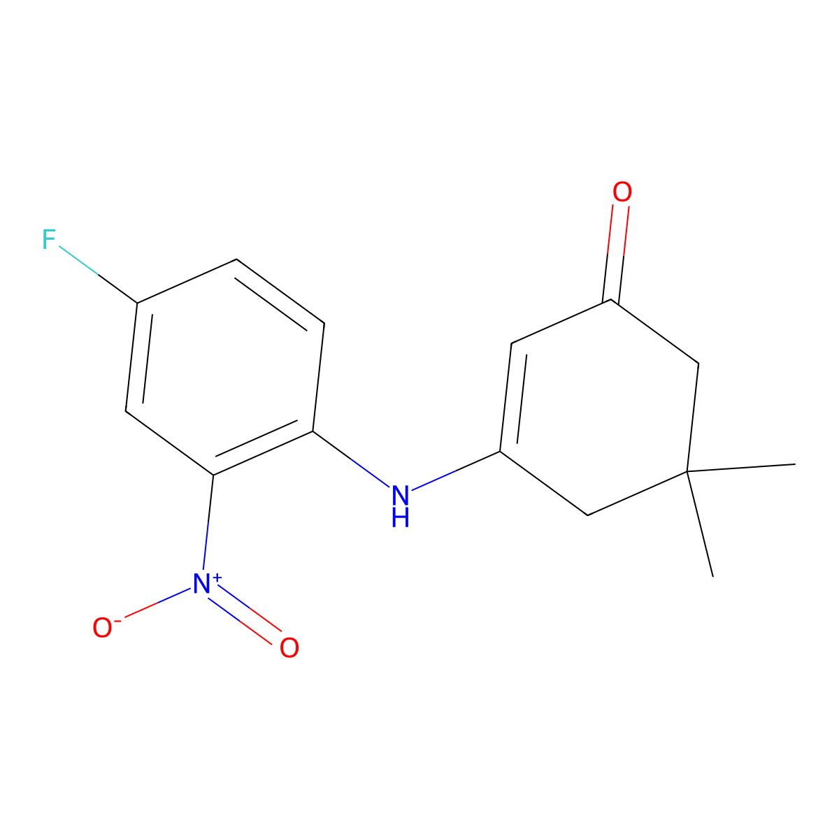 3-[(4-Fluoro-2-nitrophenyl)amino]-5,5-dimethylcyclohex-2-en-1-one molecular structure, CAS 330974-51-1