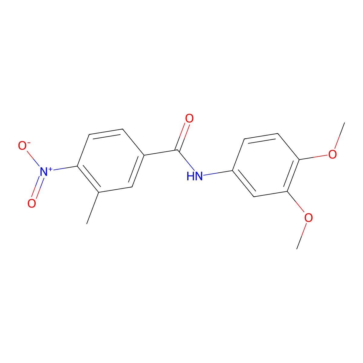 N-(3,4-dimethoxyphenyl)-3-methyl-4-nitrobenzamide molecular structure, CAS 330974-69-1