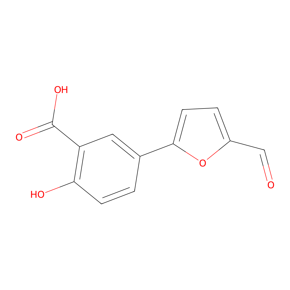 5-(5-Formylfuran-2-yl)-2-hydroxybenzoic acid molecular structure, CAS 330977-65-6