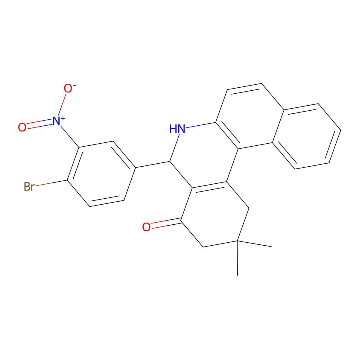 5-(4-Bromo-3-nitrophenyl)-2,2-dimethyl-1,3,5,6-tetrahydrobenzo[a]phenanthridin-4-one molecular structure, CAS 330977-79-2