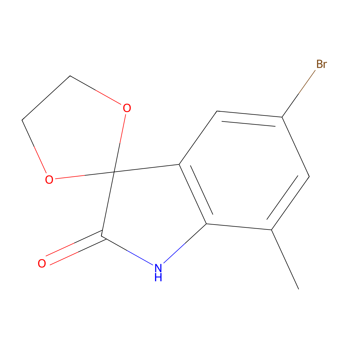 5'-bromo-7'-methylspiro[1,3-dioxolane-2,3'-indol]-2'(1'H)-one molecular structure, CAS 330978-23-9