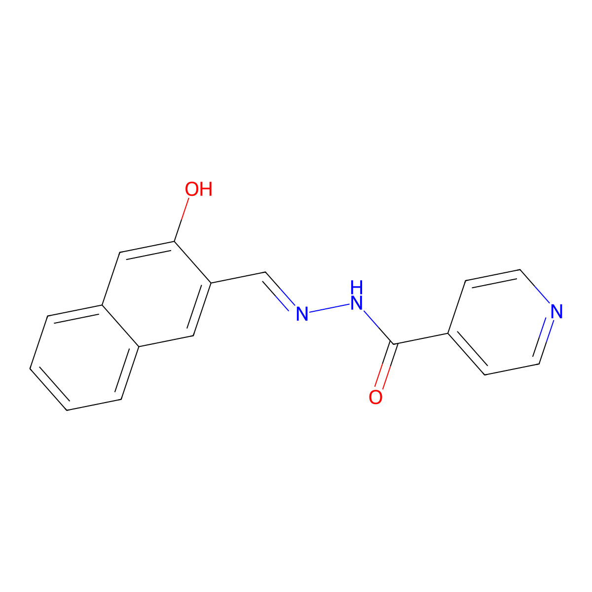 4-Pyridinecarboxylic acid, 2-[(3-hydroxy-2-naphthalenyl)methylene]hydrazide molecular structure, CAS 330978-54-6
