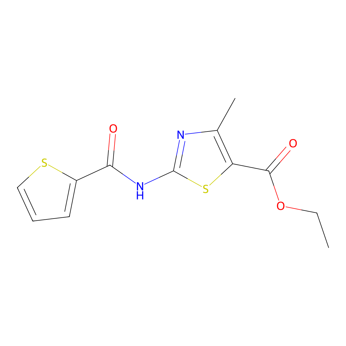 Ethyl 4-methyl-2-[(2-thienylcarbonyl)amino]-1,3-thiazole-5-carboxylate molecular structure, CAS 330978-57-9