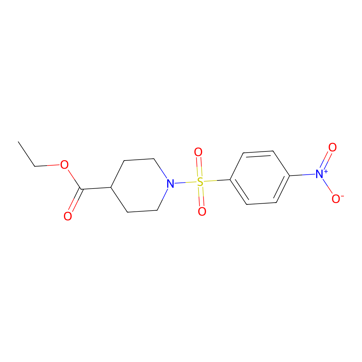 Ethyl 1-[(4-nitrophenyl)sulfonyl]piperidine-4-carboxylate molecular structure, CAS 330978-94-4