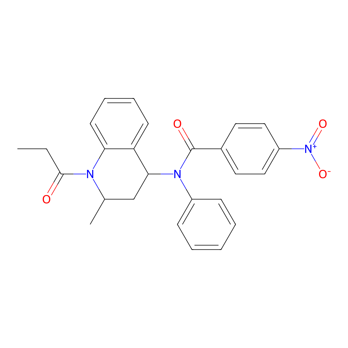 4-nitro-N-(2-methyl-1-propionyl-1,2,3,4-tetrahydro-4-quinolinyl)-N-phenylbenzamide molecular structure, CAS 330979-18-5