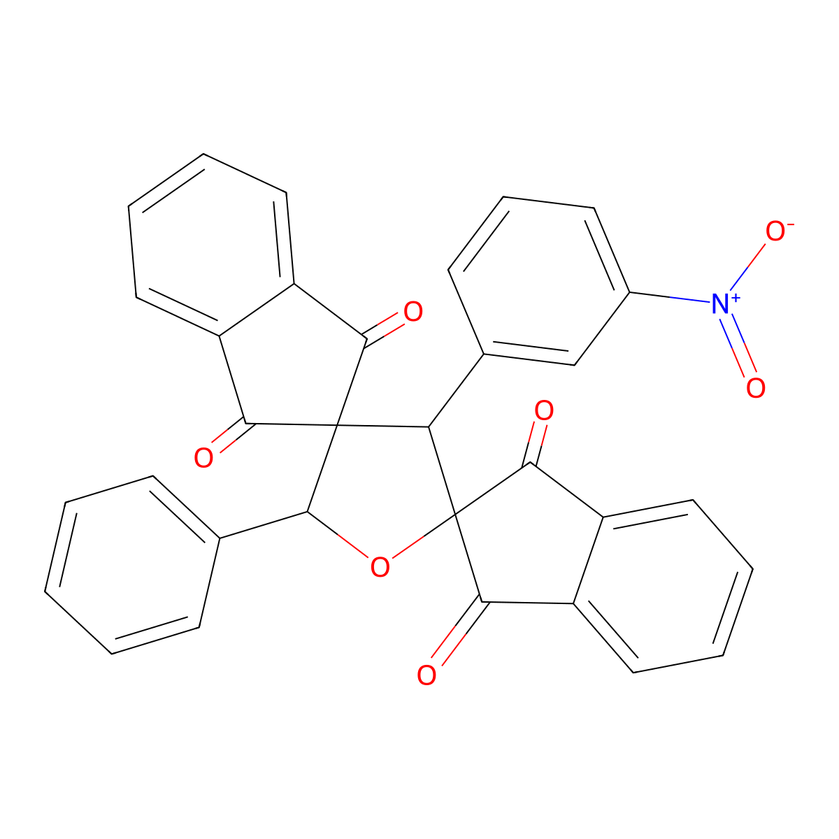 3'-(3-Nitrophenyl)-5'-phenyldispiro[indene-2,2'-furan-4',2''-indene]-1,1'',3,3''-tetrone molecular structure, CAS 330979-39-0