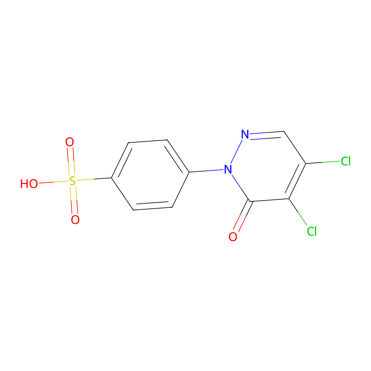 4-(4,5-Dichloro-6-oxo-1,6-dihydropyridazin-1-yl)benzene-1-sulfonic acid molecular structure, CAS 33098-23-6