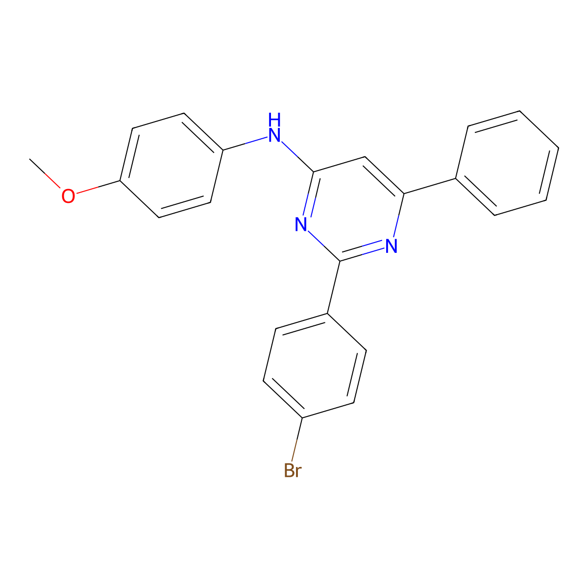 2-(4-bromophenyl)-N-(4-methoxyphenyl)-6-phenylpyrimidin-4-amine molecular structure, CAS 330981-38-9