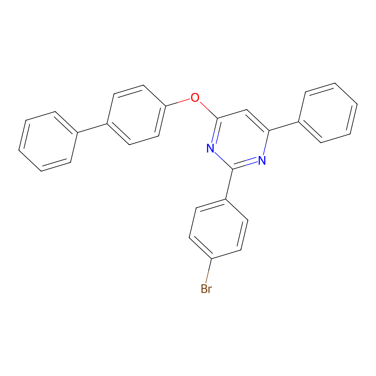 [1,1'-Biphenyl]-4-yl 2-(4-bromophenyl)-6-phenyl-4-pyrimidinyl ether molecular structure, CAS 330981-42-5