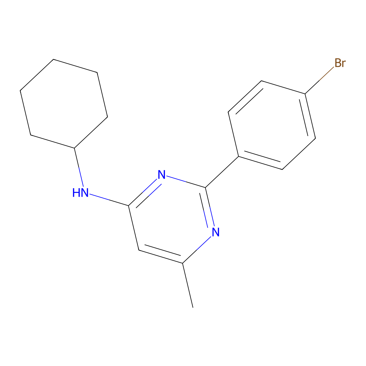 2-(4-Bromophenyl)-N-cyclohexyl-6-methyl-4-pyrimidinamine molecular structure, CAS 330981-76-5